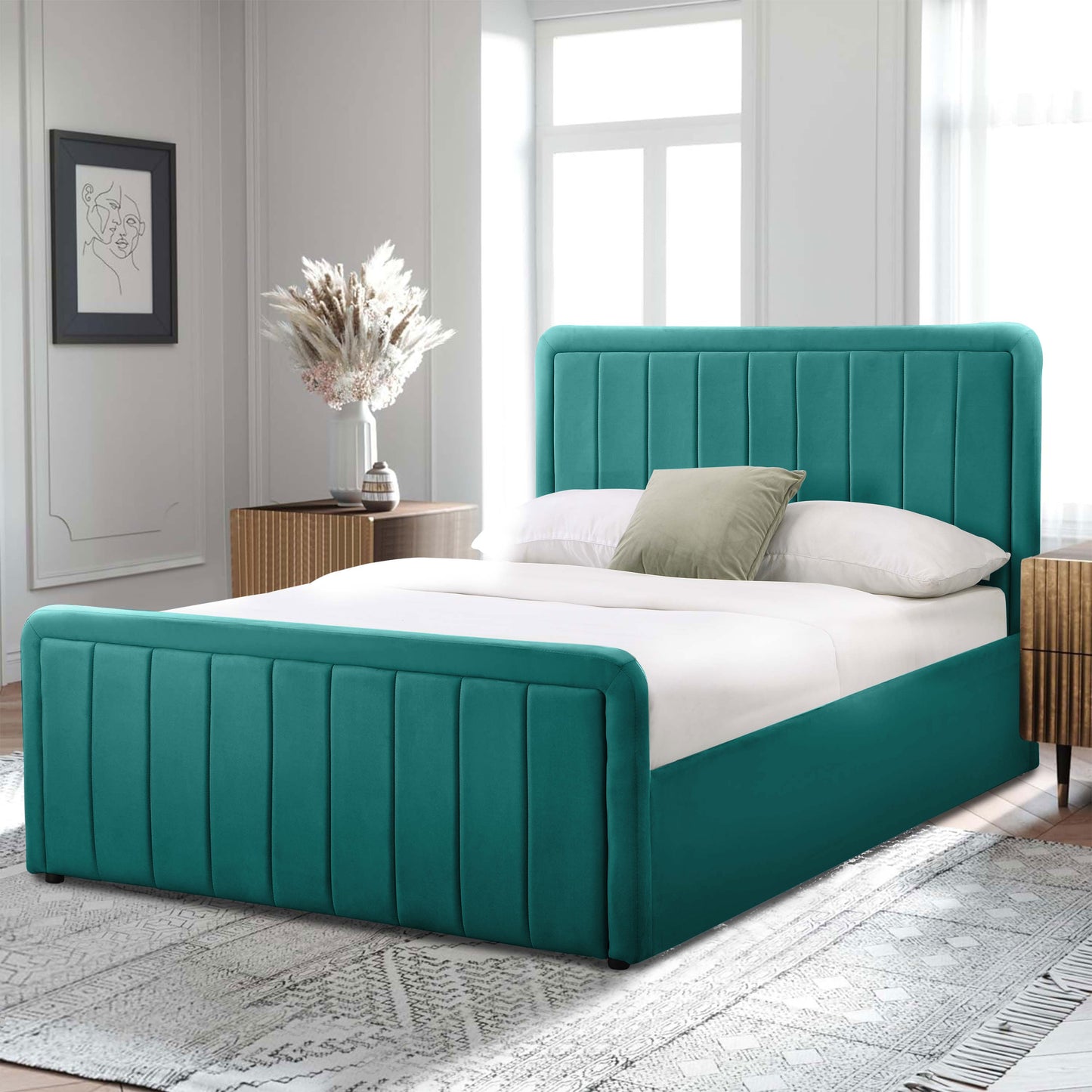 Brighton Brushed Velvet Fabric Ottoman Bed Frame - A Stylish and Functional Statement Piece for Your Bedroom