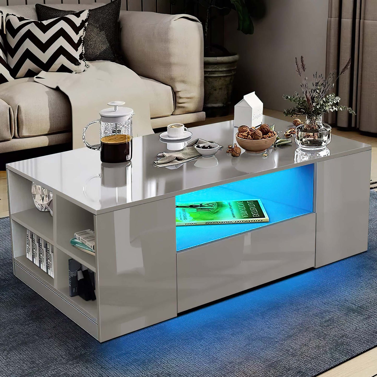 Bradwell High Gloss Coffee Table with LED Lighting – Modern Living Room Furniture