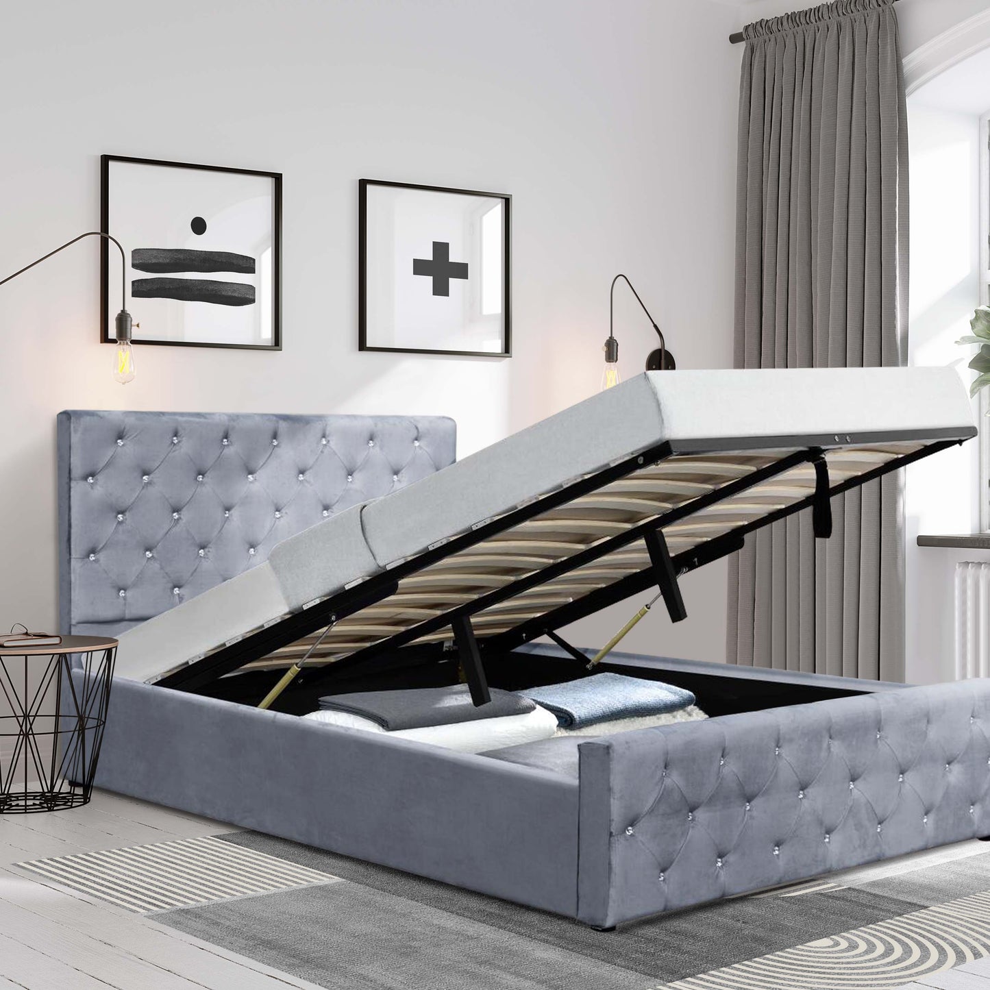 Almeira Crushed Velvet Ottoman Bed Frame - A Luxurious and Functional Addition to Your Bedroom