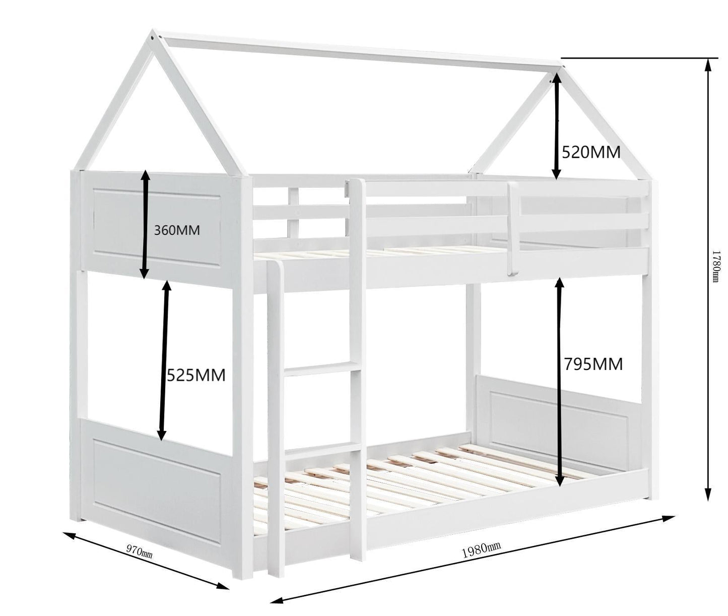 Charming 3ft House-Style Bunk Bed - A Fun and Space-Saving Solution for Kids’ Rooms