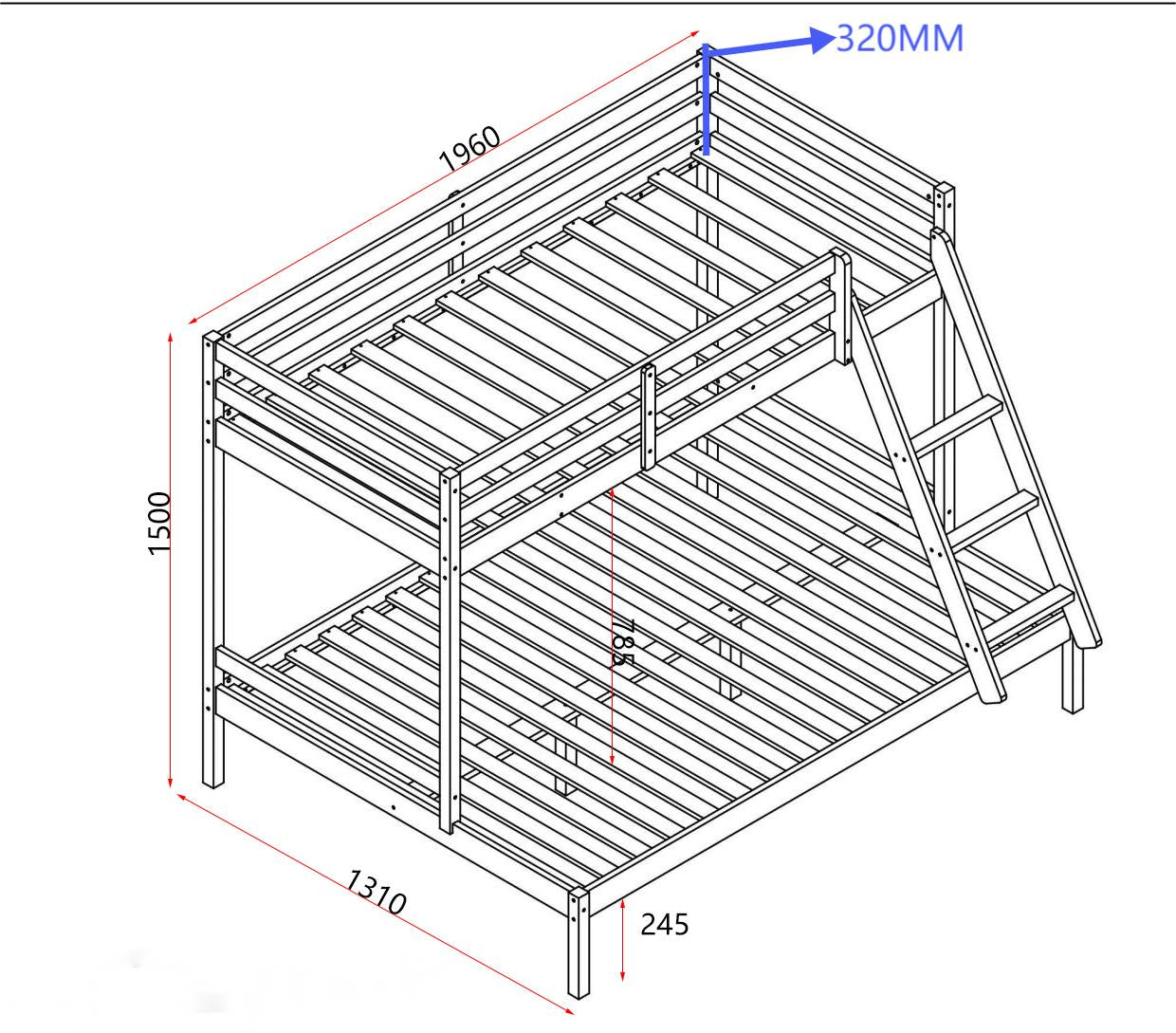 Durleigh Wooden Triple Bunk Bed - Space-Saving & Stylish Solution for Your Home