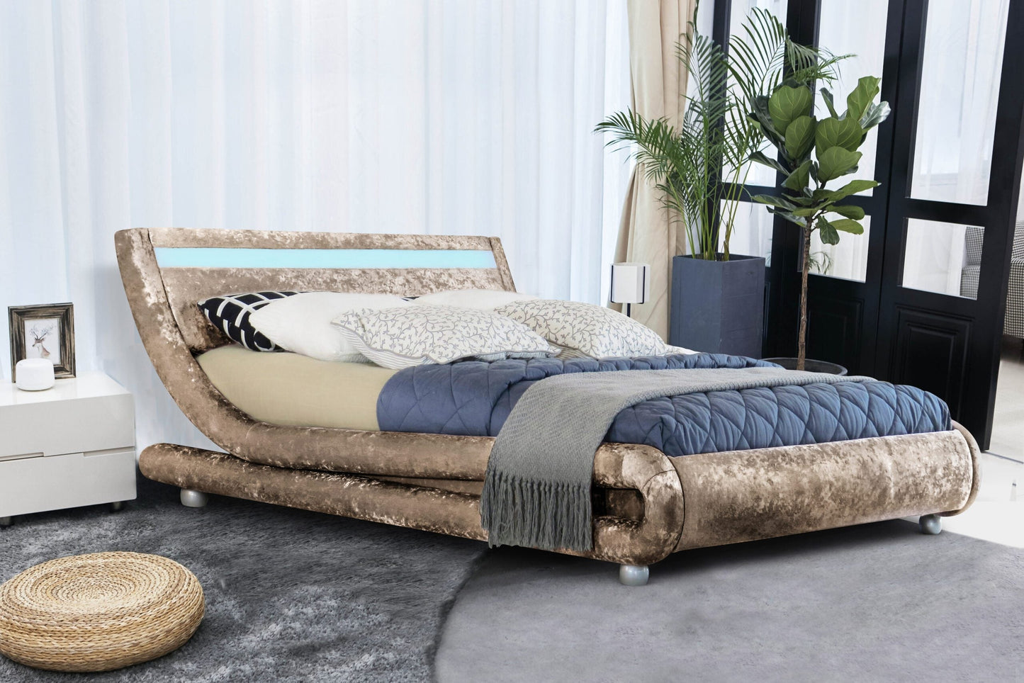 Mallorca Crushed Velvet Bed Frame - Luxurious & Plush Statement Piece for Your Bedroom