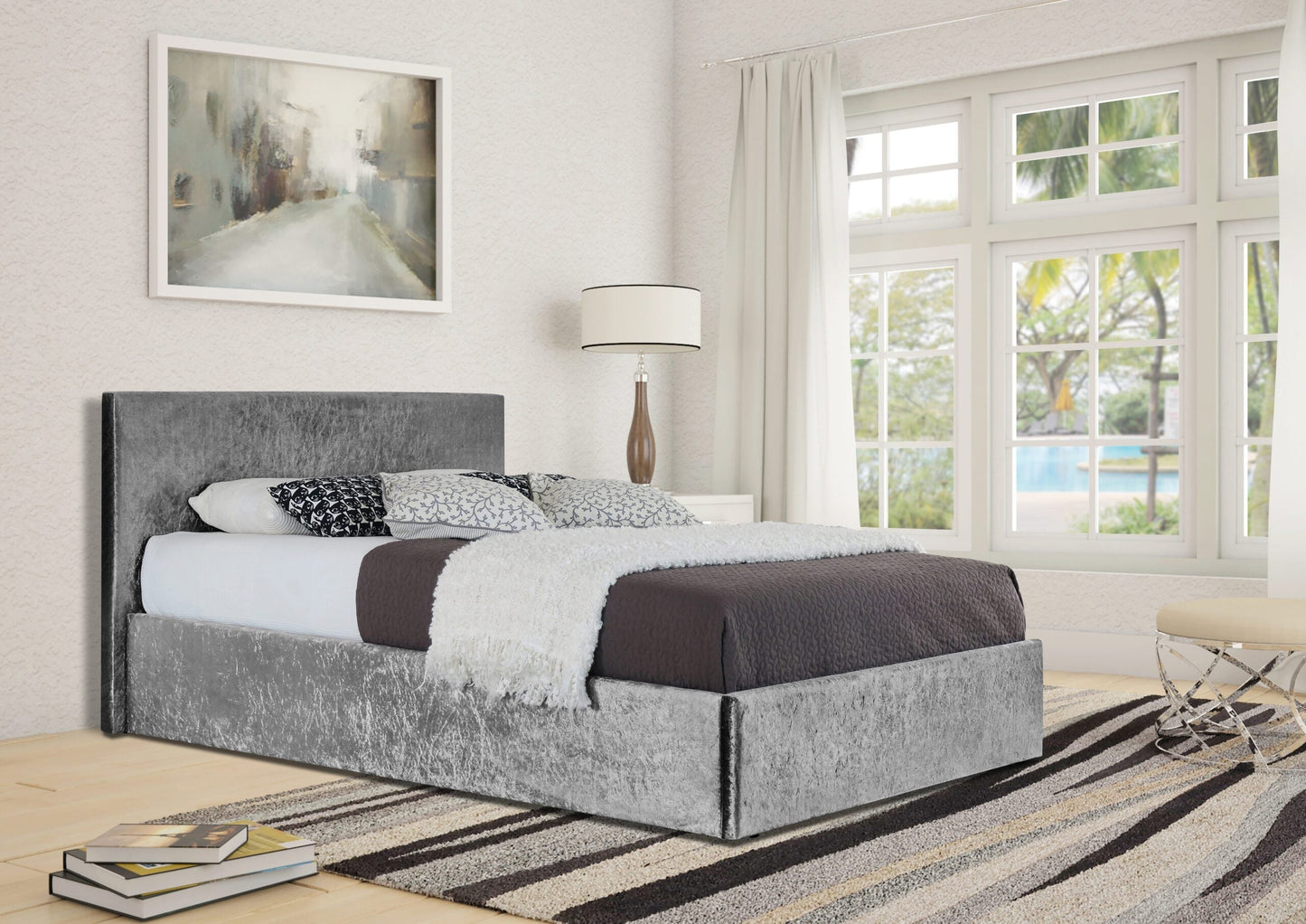 Prado Crushed Velvet Ottoman Bed Frame