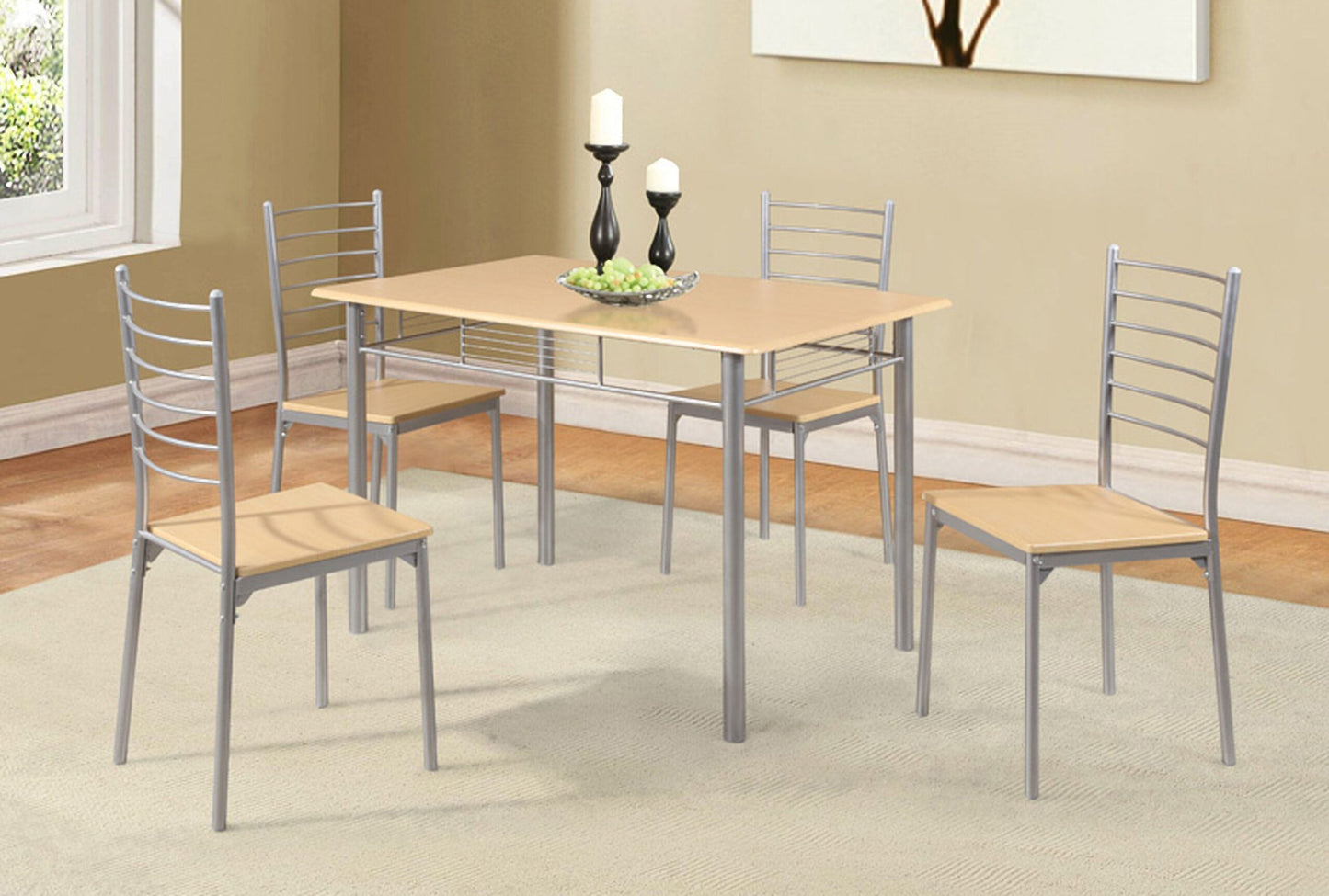 Turin Dining Set: 5-Piece Beech Effect for a Natural and Elegant Dining Experience