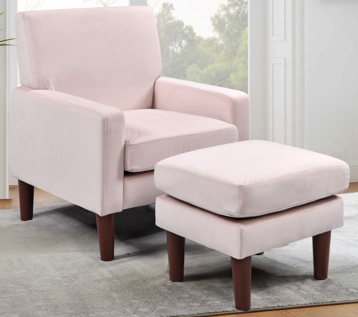 Bella Plush Velvet Chair with Footstool - A Luxurious and Comfortable Addition to Your Living Space