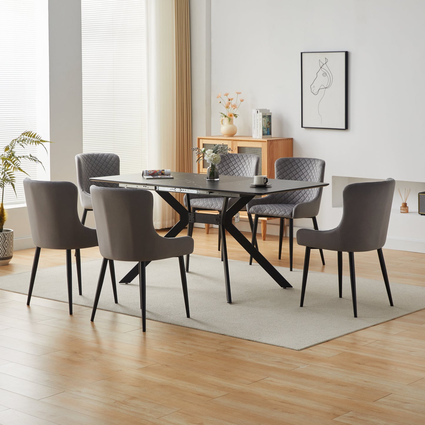 Vercelli 7-Piece Dining Set With Extending Table