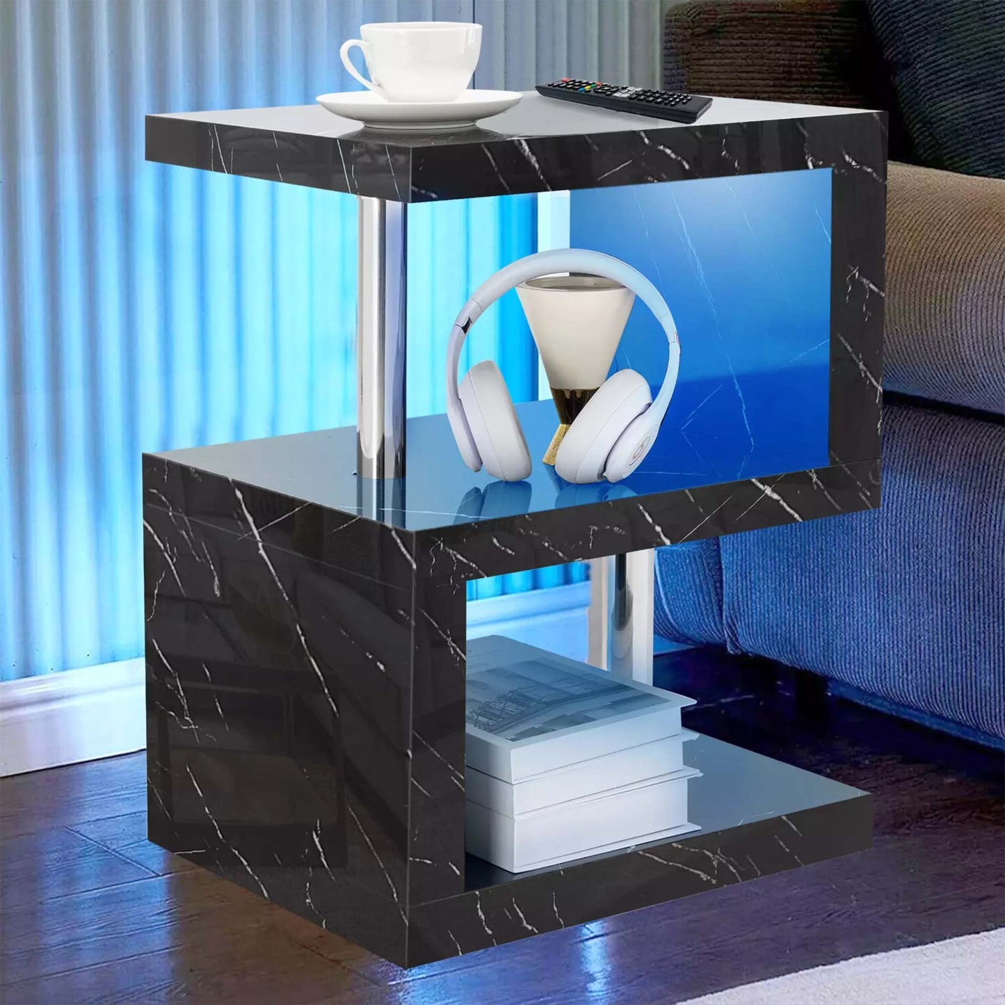 Burnham High Gloss Side Table with LED Lighting
