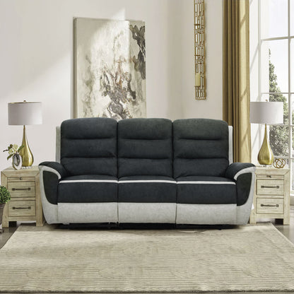 Two Tone Contrast Fabric Recliner Set Chair 2 Seater Sofa 3 Seater Sofa Grey