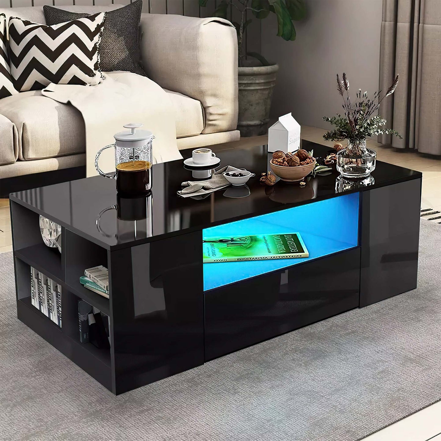 Bradwell High Gloss Coffee Table with LED Lighting – Modern Living Room Furniture