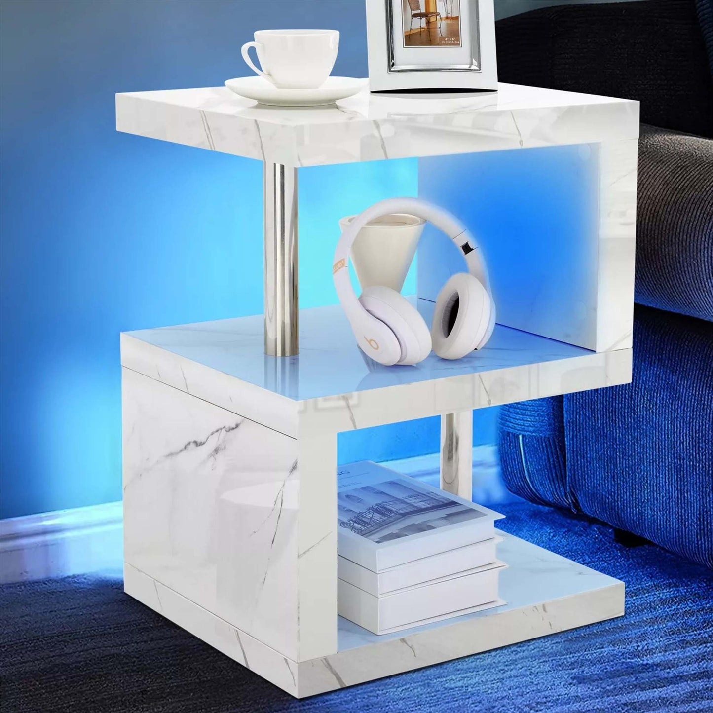 Burnham High Gloss Side Table with LED Lighting
