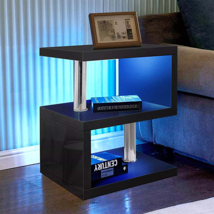 Burnham High Gloss Side Table with LED Lighting