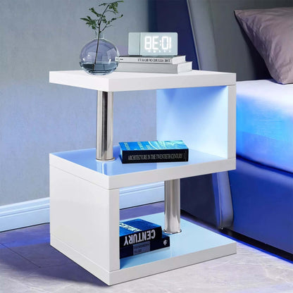 Burnham High Gloss Side Table with LED Lighting