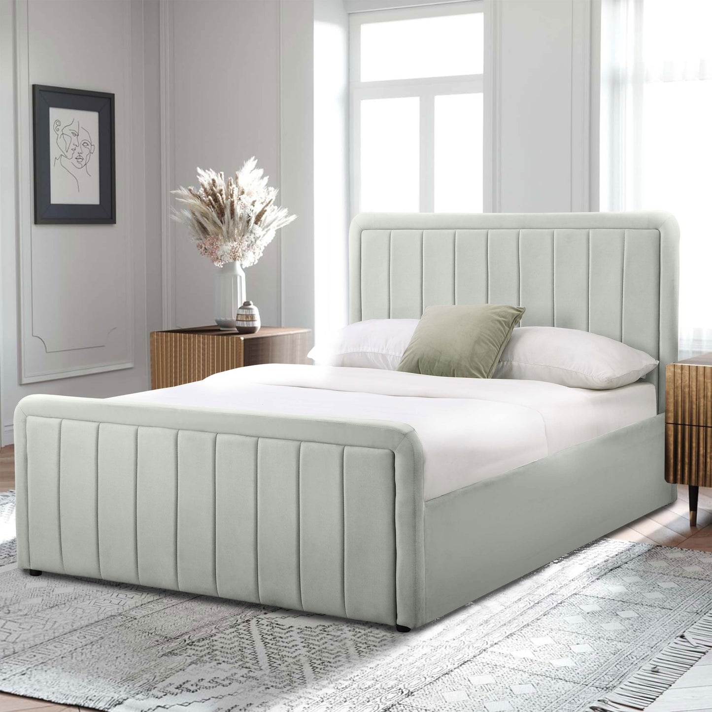 Brighton Brushed Velvet Fabric Ottoman Bed Frame - A Stylish and Functional Statement Piece for Your Bedroom