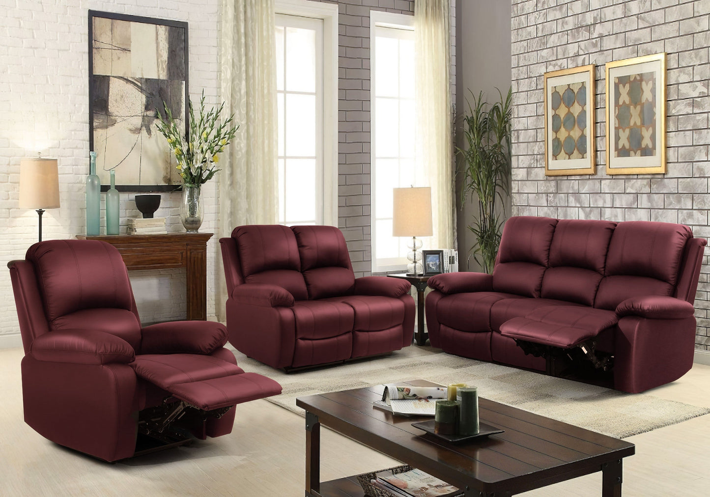 Milan Reclining Luxury Faux Leather Sofa Set - Indulge in the Ultimate Comfort and Style for Your Living Room