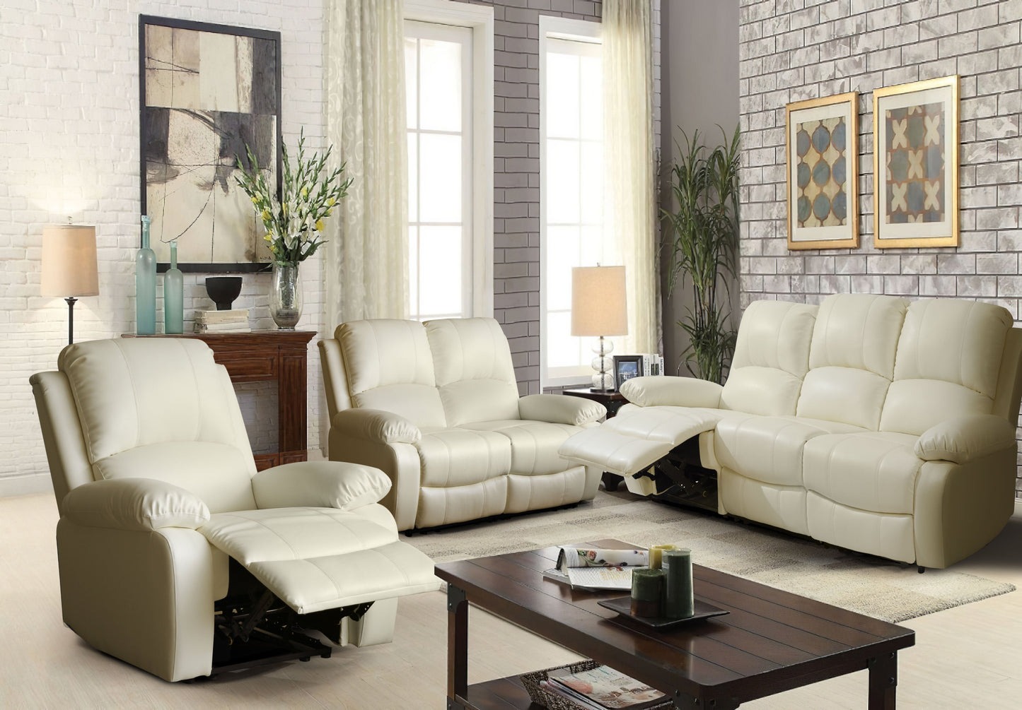Milan Reclining Luxury Faux Leather Sofa Set - Indulge in the Ultimate Comfort and Style for Your Living Room