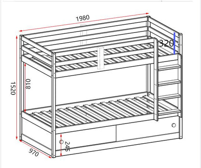 Wooden Storage Bunk with Sliding Doors