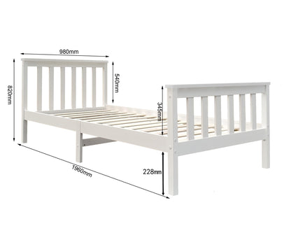 3ft Wooden Bedframe In Caramel, White Or White With Caramel Bar