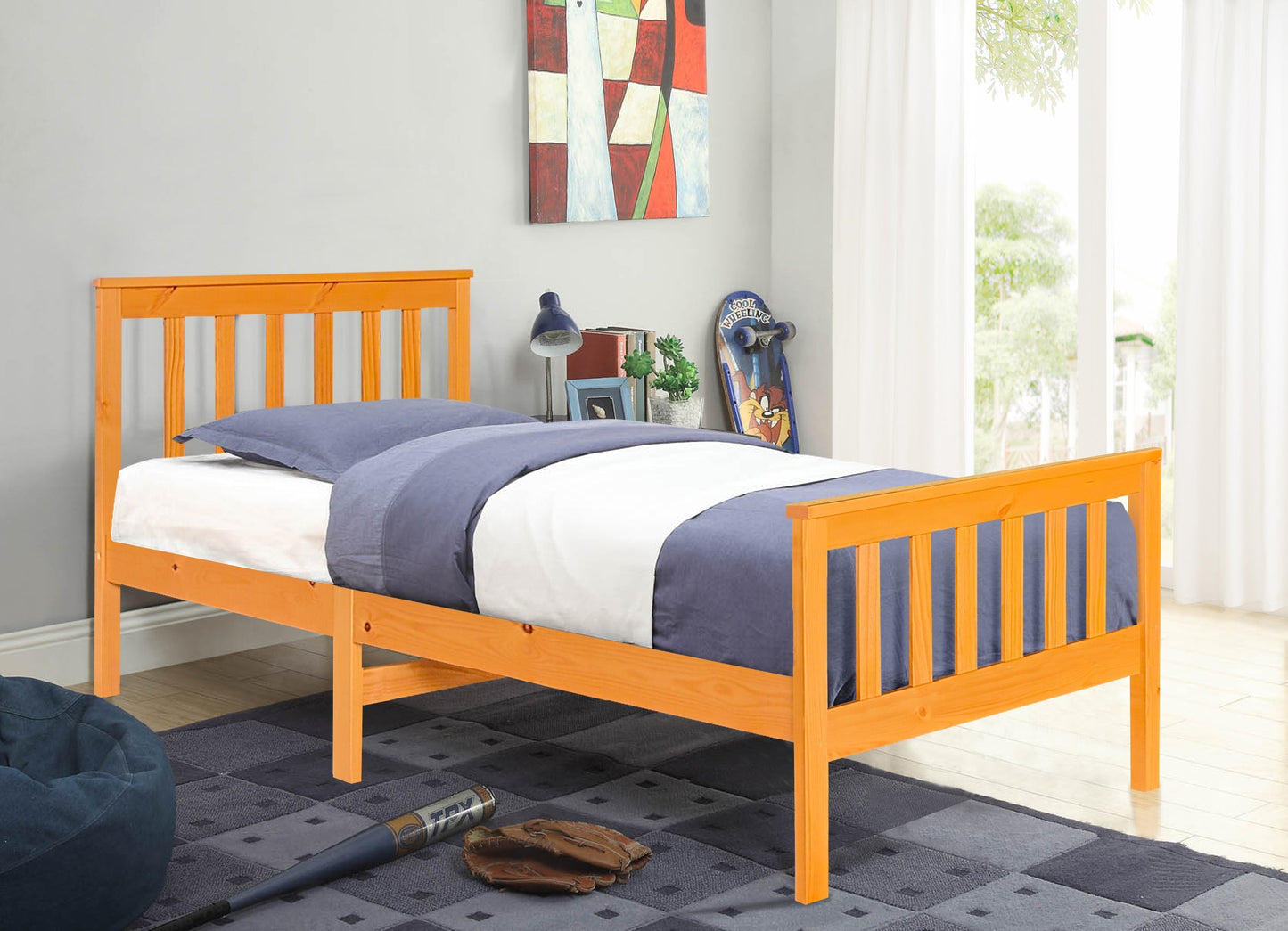 3ft Wooden Bedframe In Caramel, White Or White With Caramel Bar
