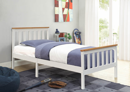 3ft Wooden Bedframe In Caramel, White Or White With Caramel Bar
