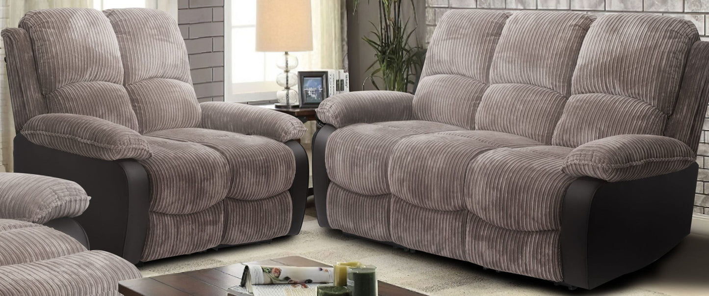 Sienna Recliner Sofa Set: Jumbo Cord Fabric for Ultimate Relaxation