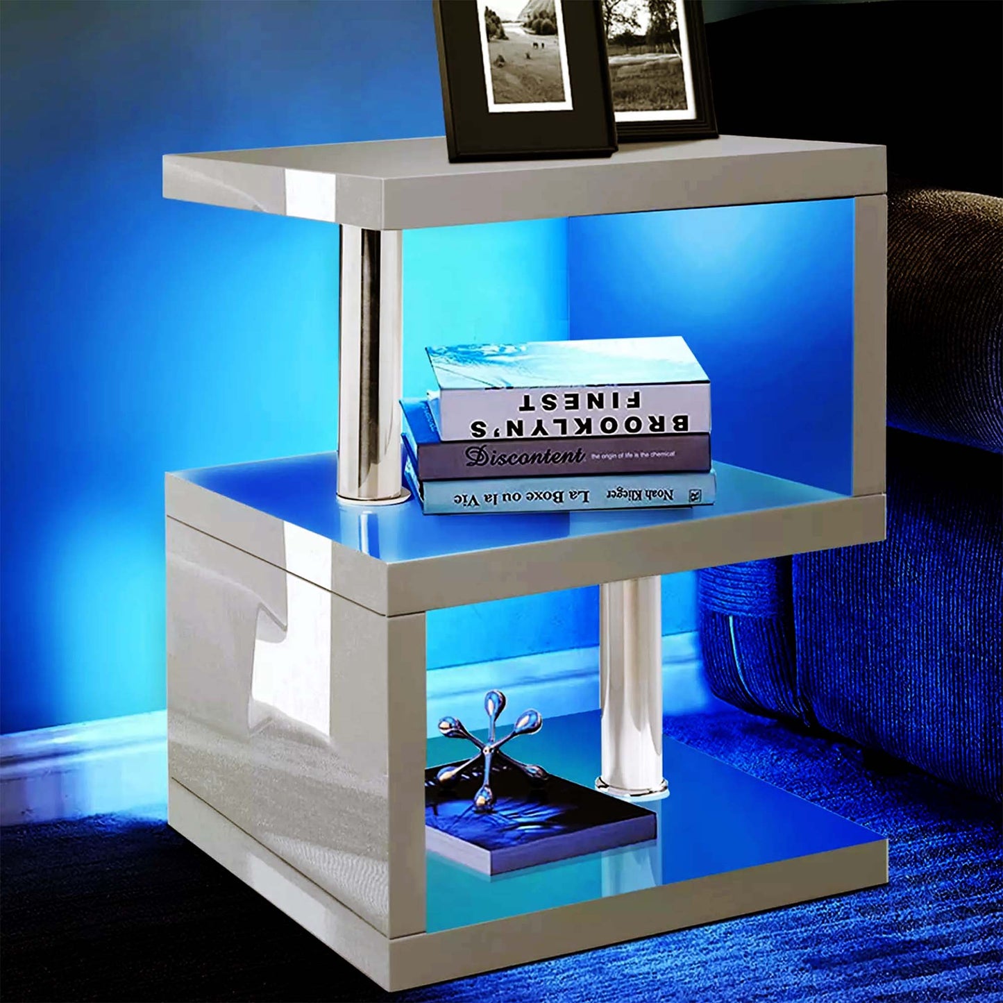Burnham High Gloss Side Table with LED Lighting