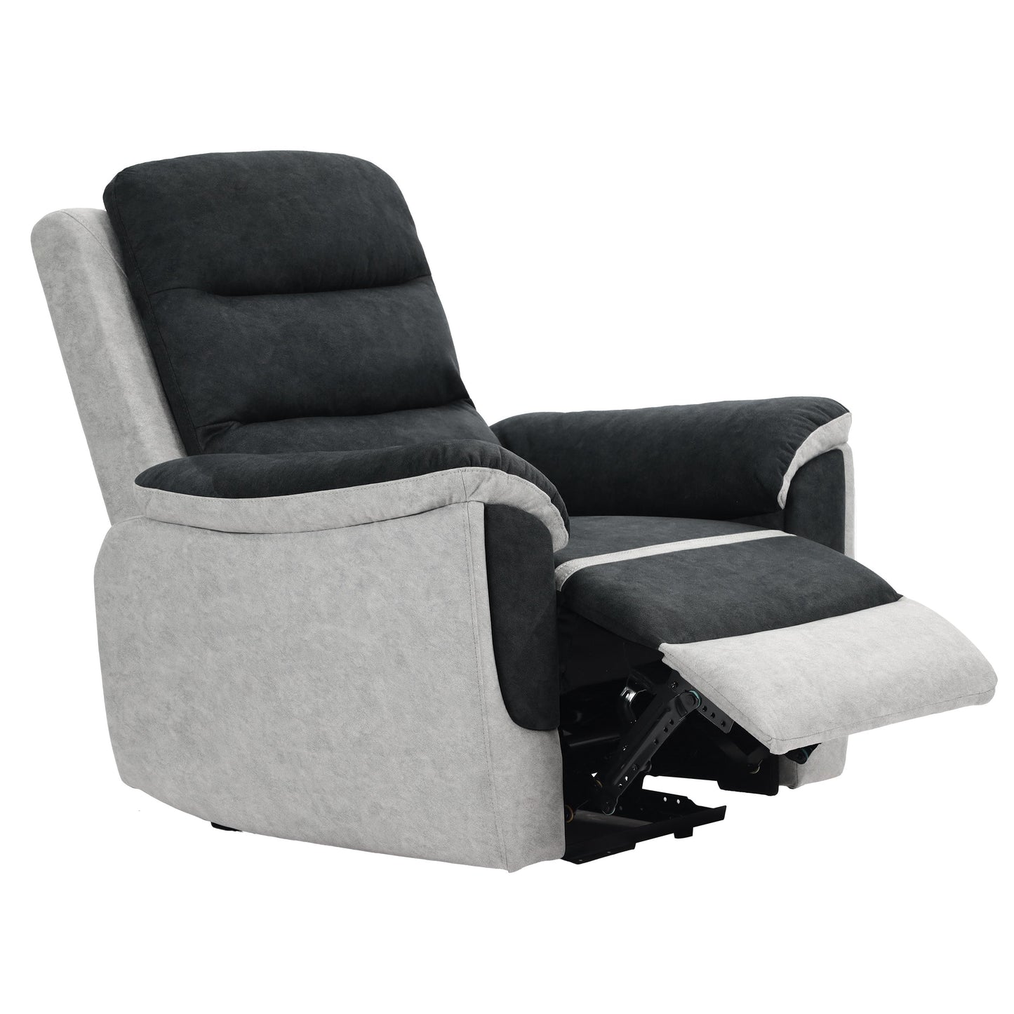 Two Tone Contrast Fabric Recliner Set Chair 2 Seater Sofa 3 Seater Sofa Grey