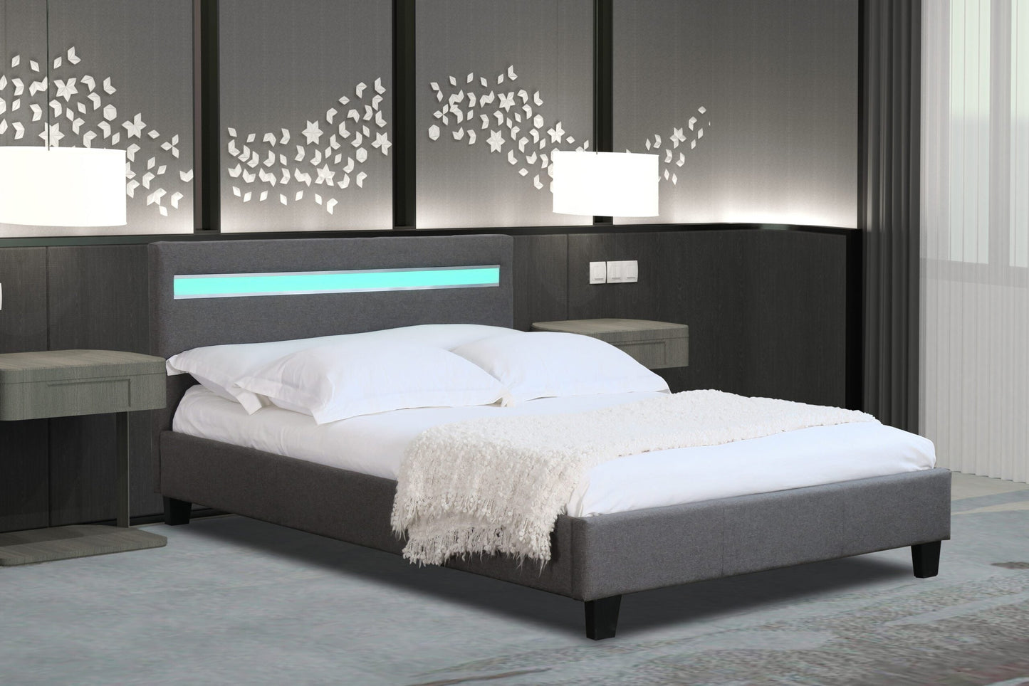 Prado Fabric Bed Frame with LED headboard