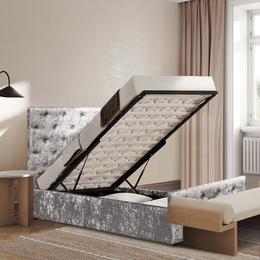 Almeira Crushed Velvet Ottoman Bed Frame - A Luxurious and Functional Addition to Your Bedroom
