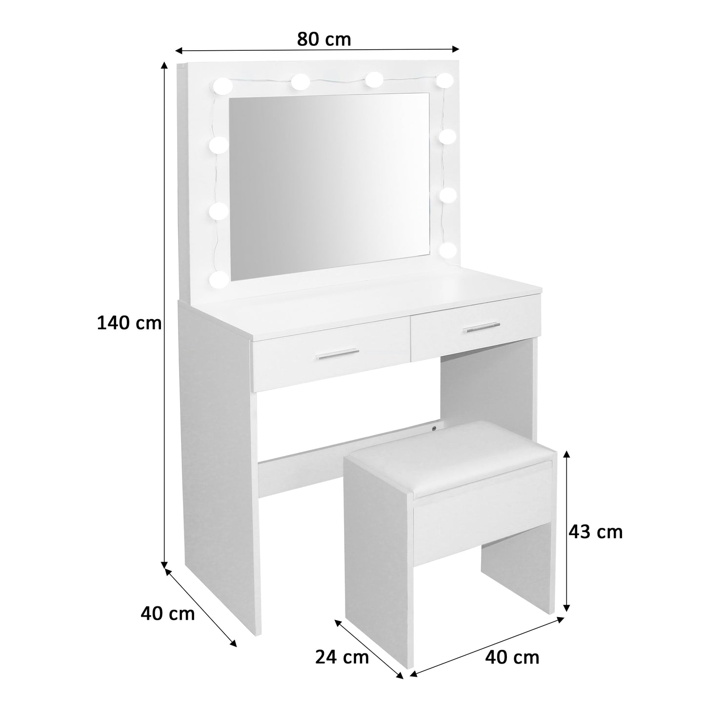 Ariel 2 Drawer dressing table set