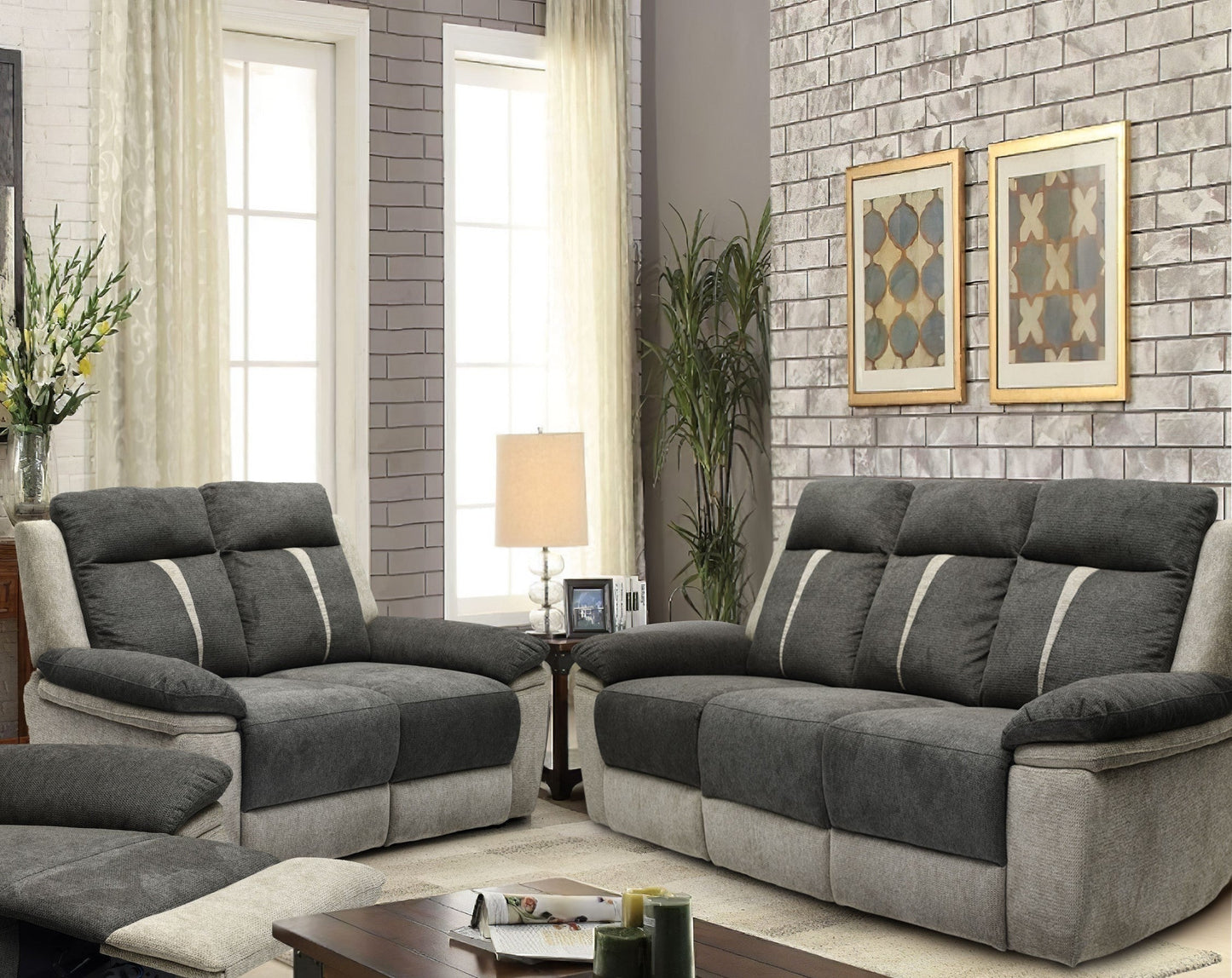 Fabric Manual Reclining Sofa set
