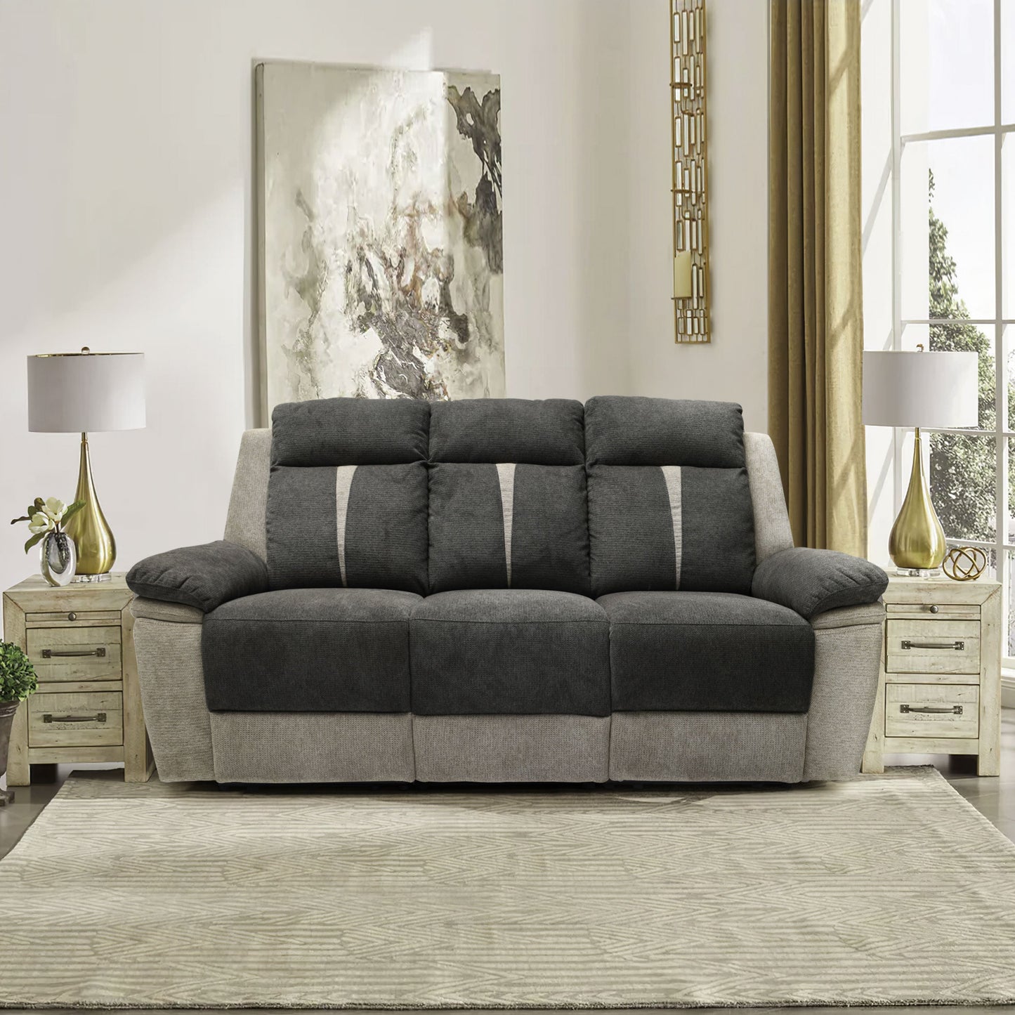 Fabric Manual Reclining Sofa set
