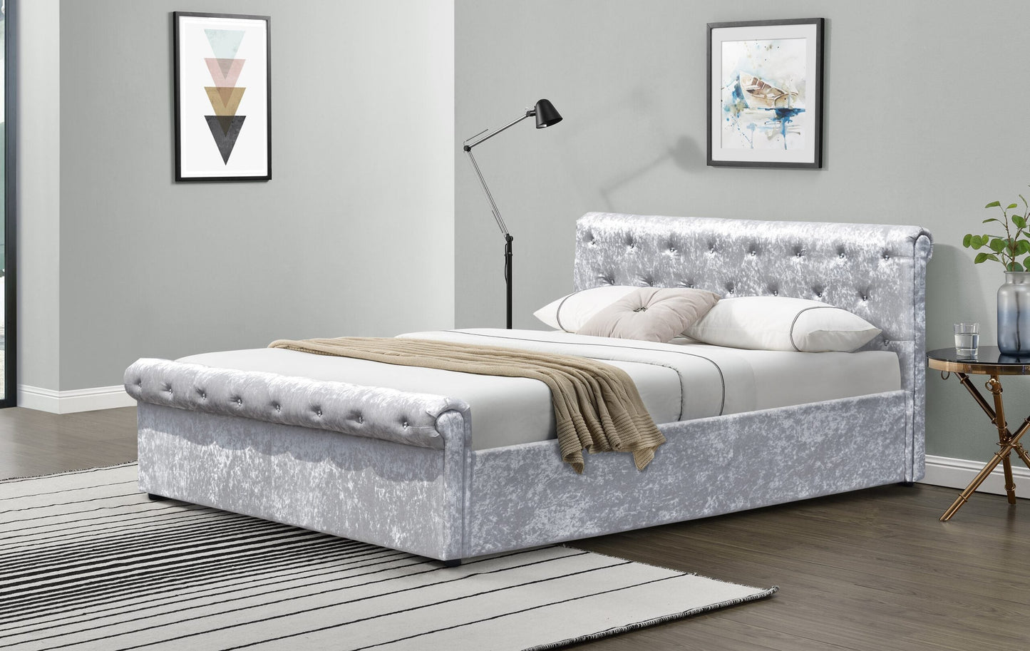 Celia Crushed Velvet Sleigh Bed Frame - Add a Touch of Luxury to Your Bedroom