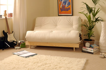 Wooden Futon sofa bed frame with a Luxury Mattress