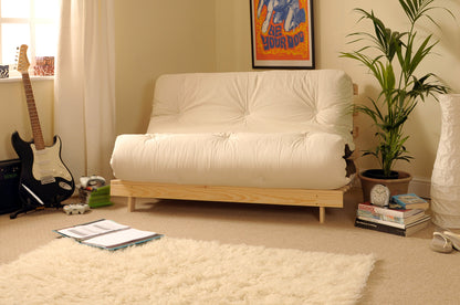 Wooden Futon sofa bed frame with a Standard Mattress