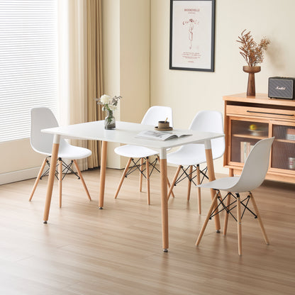 5 Piece Rectangular Dining Set White Or Oak Top 4 Chairs Black Grey Or White