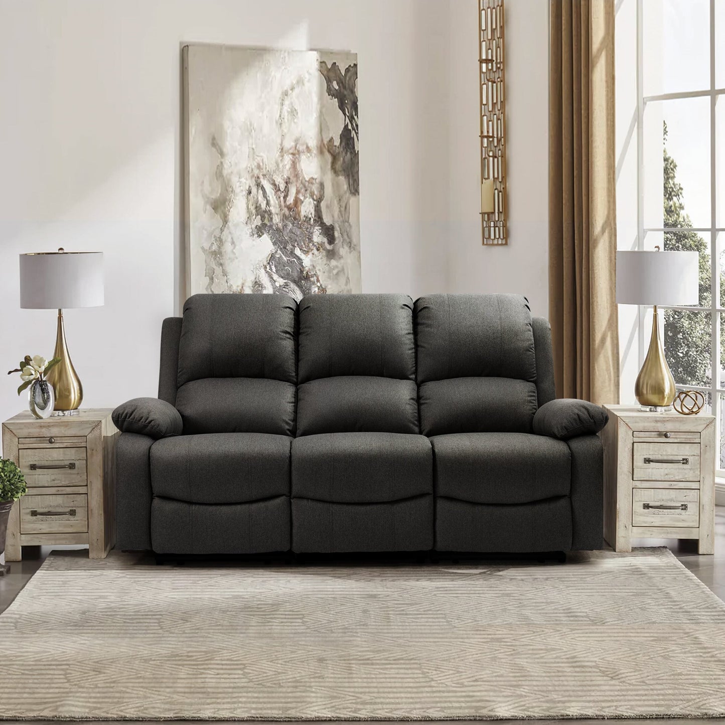 Venice Reclining Luxury Fabric Sofa Set