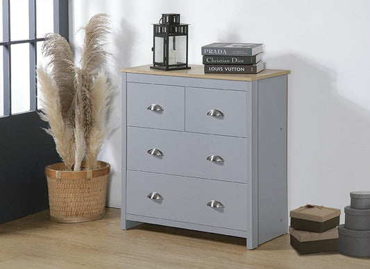 Derby Wooden 4-Drawer Chest - Spacious & Elegant Storage Solution for Your Home
