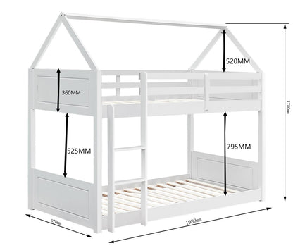 Charming 3ft House-Style Bunk Bed - A Fun and Space-Saving Solution for Kids’ Rooms