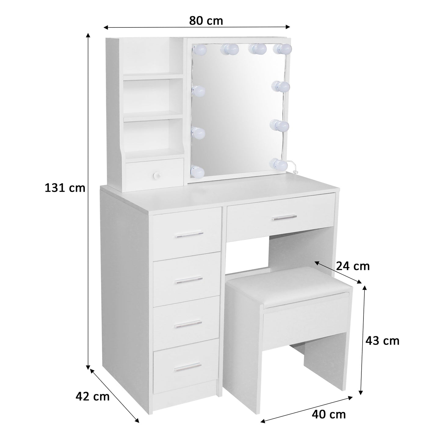 Elsa 5 Drawer Sliding dressing table set