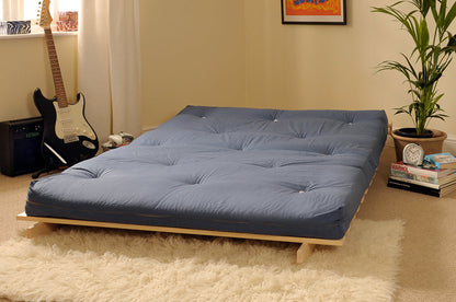 Wooden Futon sofa bed frame with a Standard Mattress