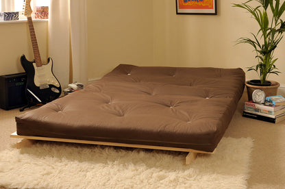 Wooden Futon sofa bed frame with a Standard Mattress
