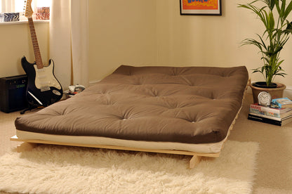 Wooden Futon sofa bed frame with a Luxury Mattress