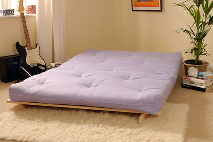 Wooden Futon sofa bed frame with a Standard Mattress