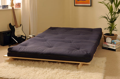 Wooden Futon sofa bed frame with a Standard Mattress