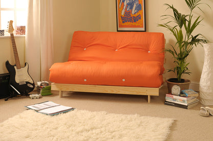 Wooden Futon sofa bed frame with a Standard Mattress