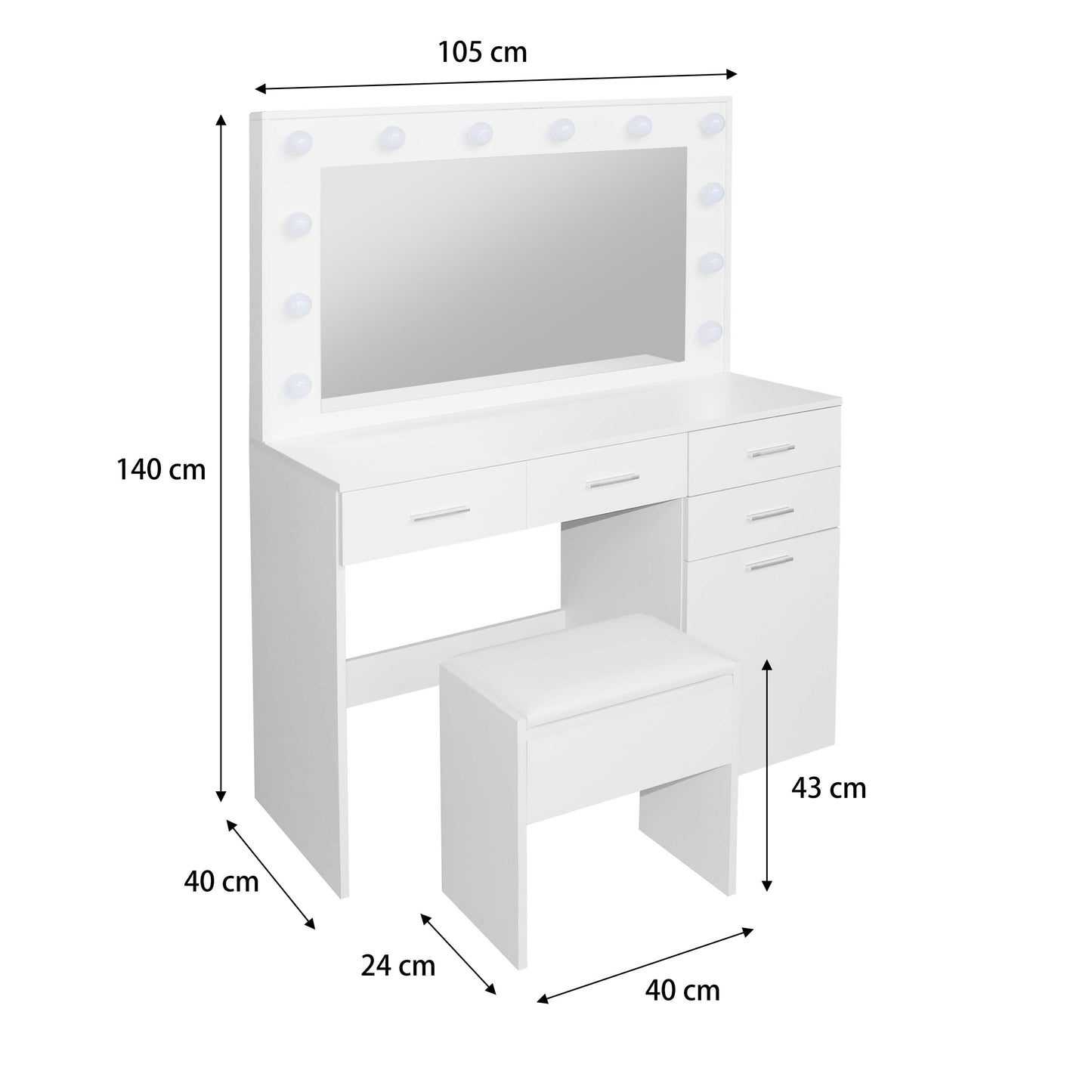 Jasmine 4 Drawer dressing table set