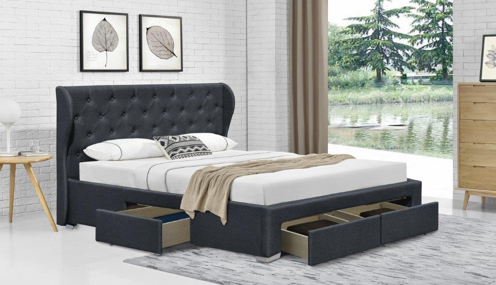 Kyoto Linen Fabric 4-Drawer Bed Frame - Elegant & Functional Centerpiece for Your Bedroom