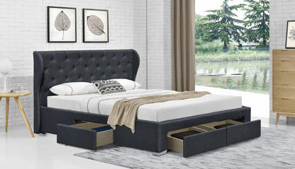Kyoto Linen Fabric 4-Drawer Bed Frame - Elegant & Functional Centerpiece for Your Bedroom