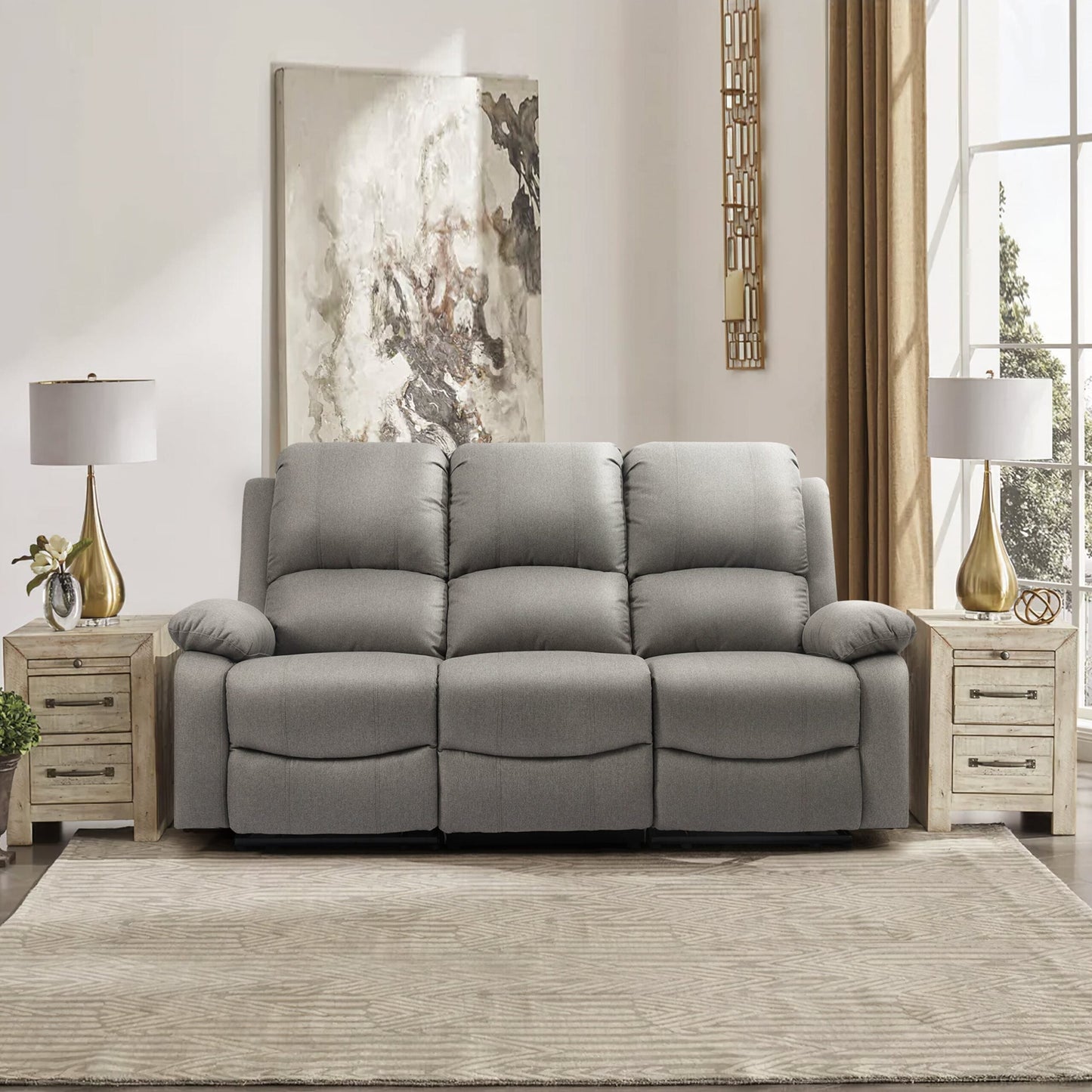 Venice Reclining Luxury Fabric Sofa Set