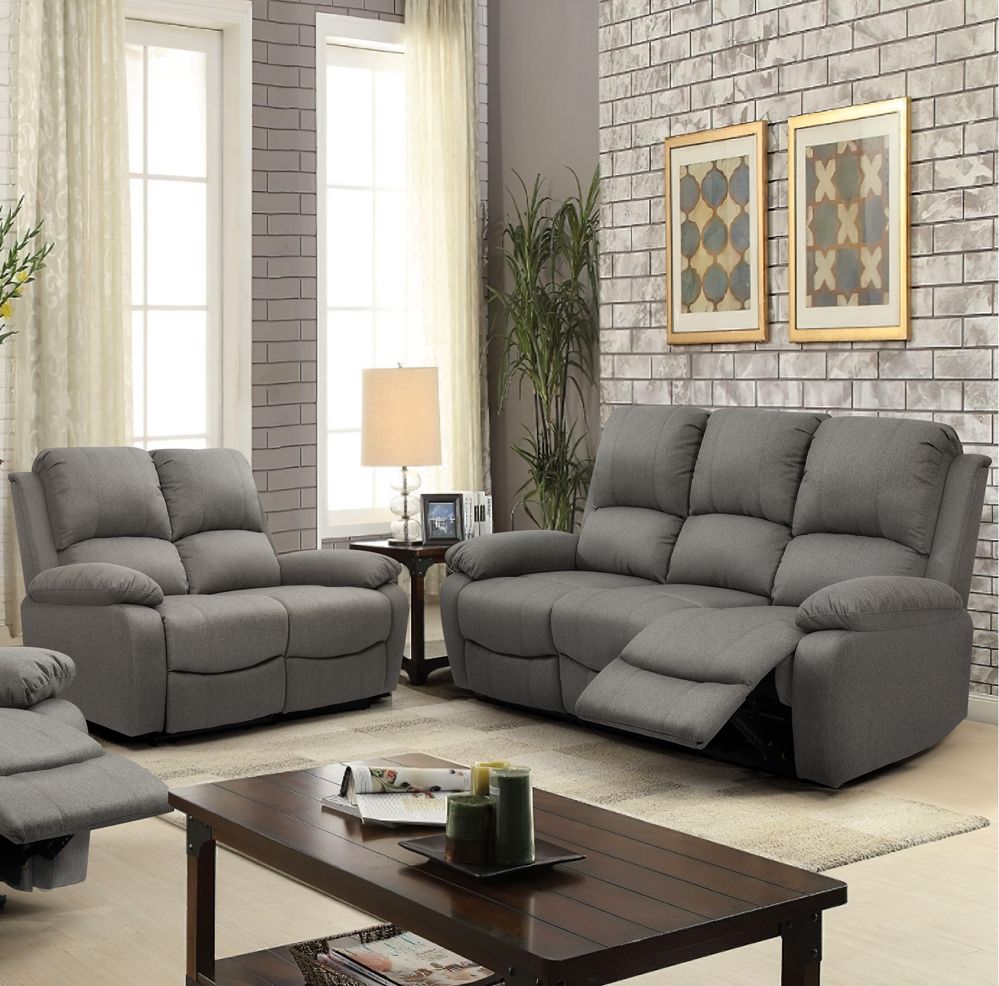 Venice Reclining Luxury Fabric Sofa Set